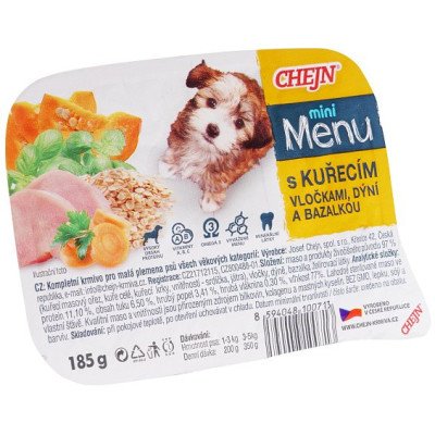 Chejn mini MENU s kuřecím, vločkami, dýní a bazalkou 185 g