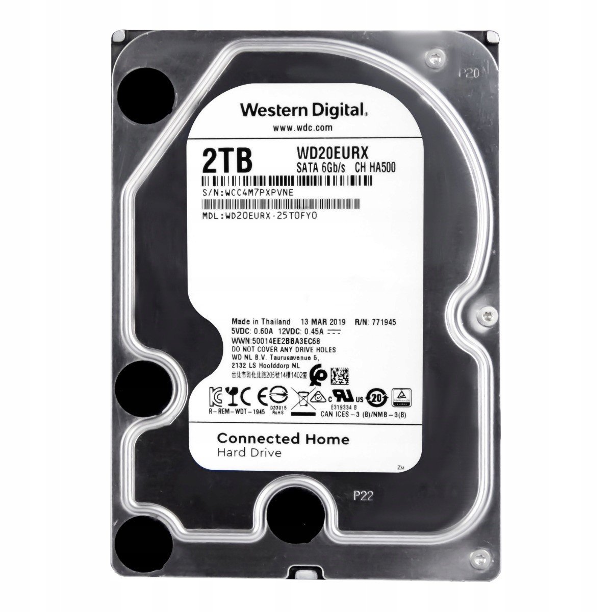 Wd 2TB 5,4K 64MB Sata II 3,5'' WD20EURX Ch HA500