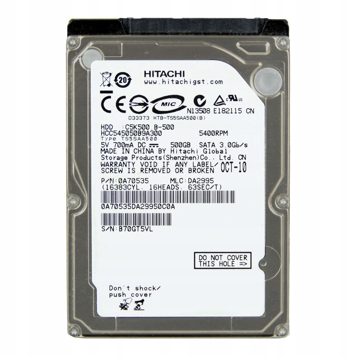 500GB 5,4K Sata II 2,5'' HCC545050B9A300