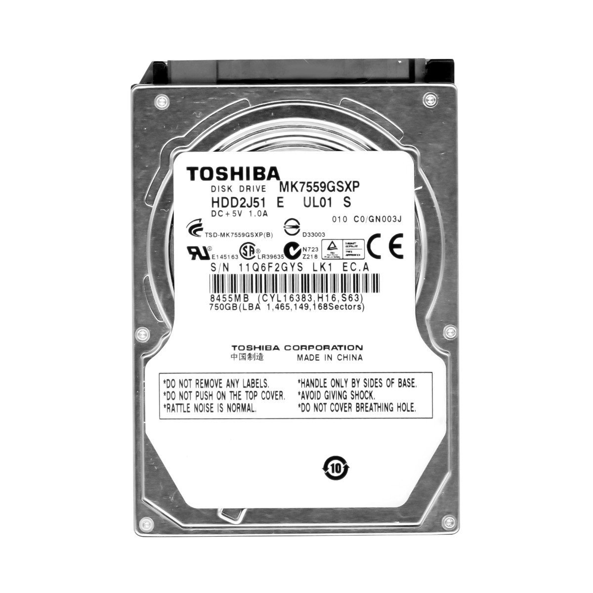 Toshiba 750GB 5,4k 8MB Sata II 2,5'' MK7559GSXP