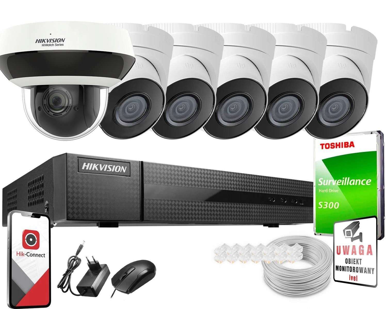 Ip monitorovací sada Hikvision 6x 4Mpx PoE kamera