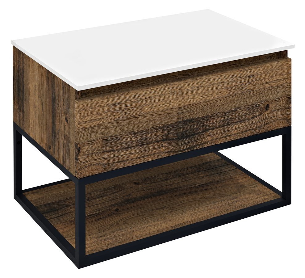 Sapho SKARA umyvadlová skříňka 70x50x45cm, černá mat/dub collingwood