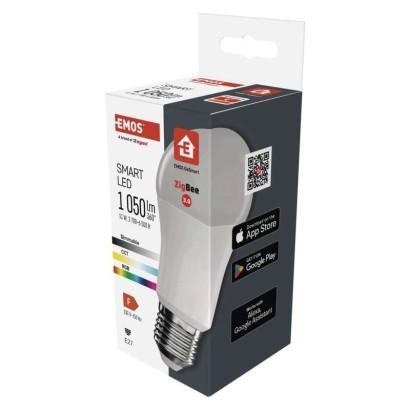 Emos Chytrá LED žárovka GoSmart A60 / E27 / 11 W (75 W) / 1 050 lm / RGB / stmívatelná / Zigbee ZQZ515R