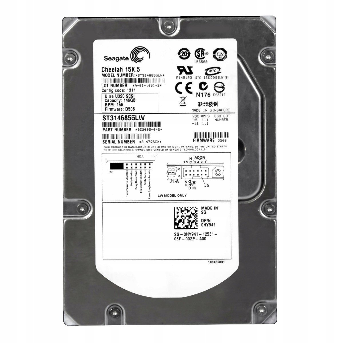 Dell 0HY941 146GB 15K 16MB Scsi 3,5'' ST3146855LW