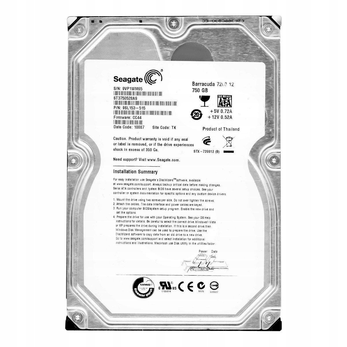 Seagate 750GB 7.2k 32MB Sata II 3.5'' ST3750528AS