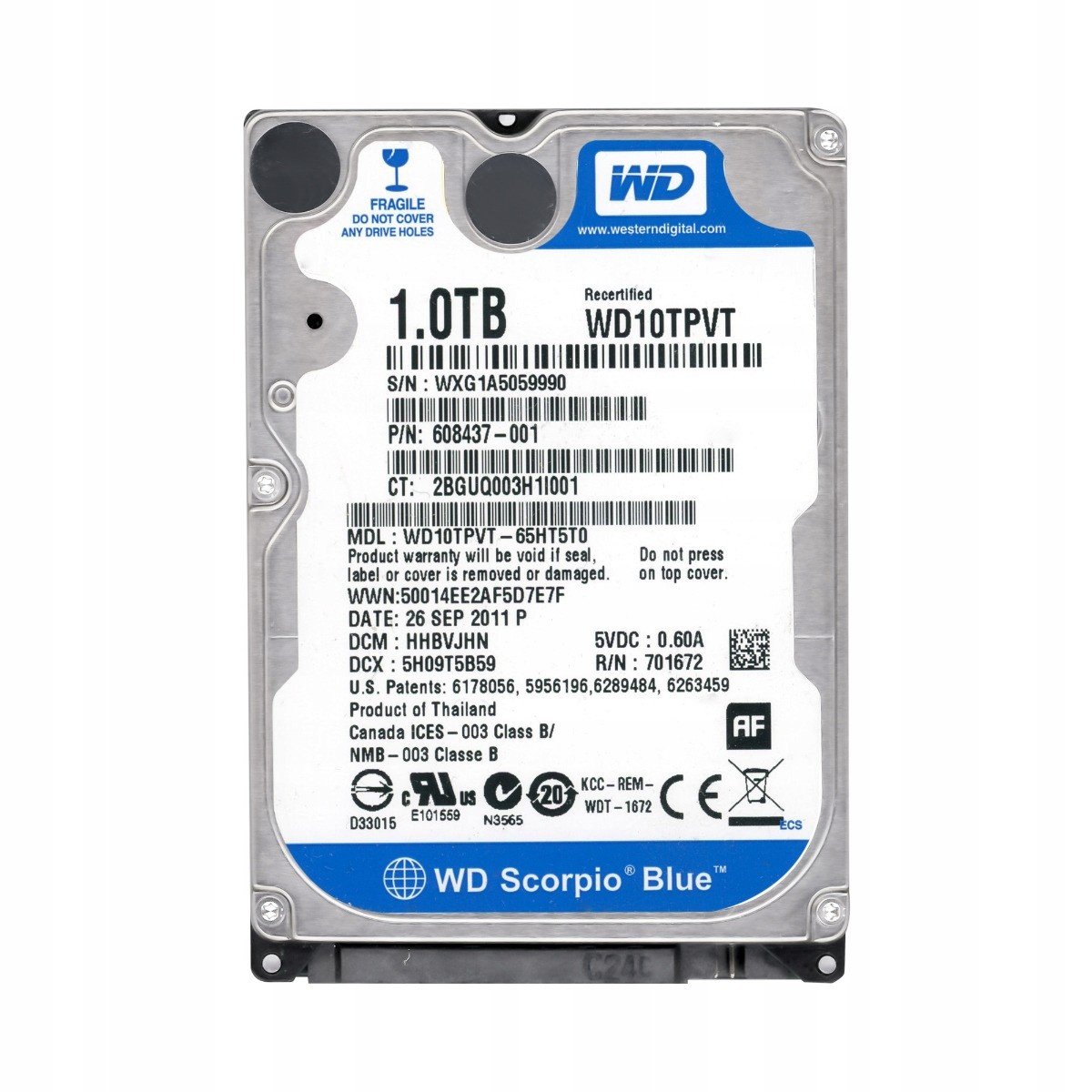 Wd Blue 1TB 5.2K 8MB Sata II 2.5'' WD10TPVT