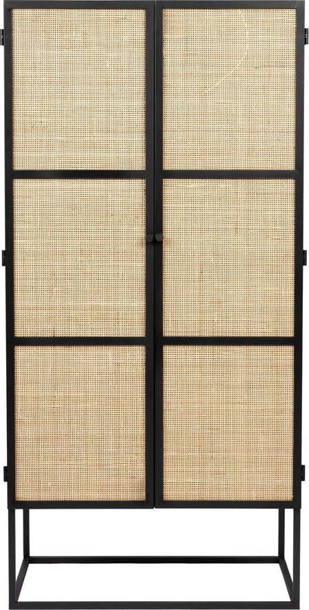 Černá ratanová skříňka 70x145 cm Guuji - White Label