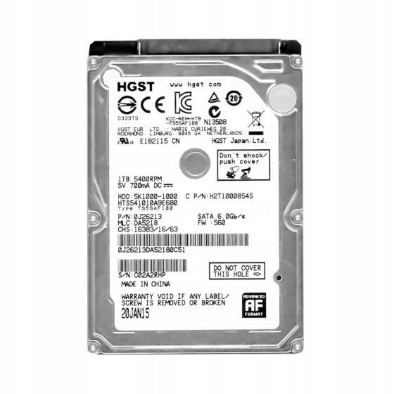 Pevný disk 1000GB 1TB Hgst HTS541010A9E680