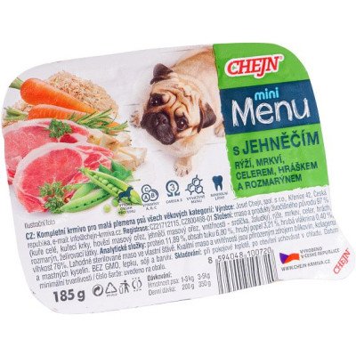 Chejn mini MENU s jehněčím, rýží, mrkví, celerem, hráškem a rozmarýnem 185 g