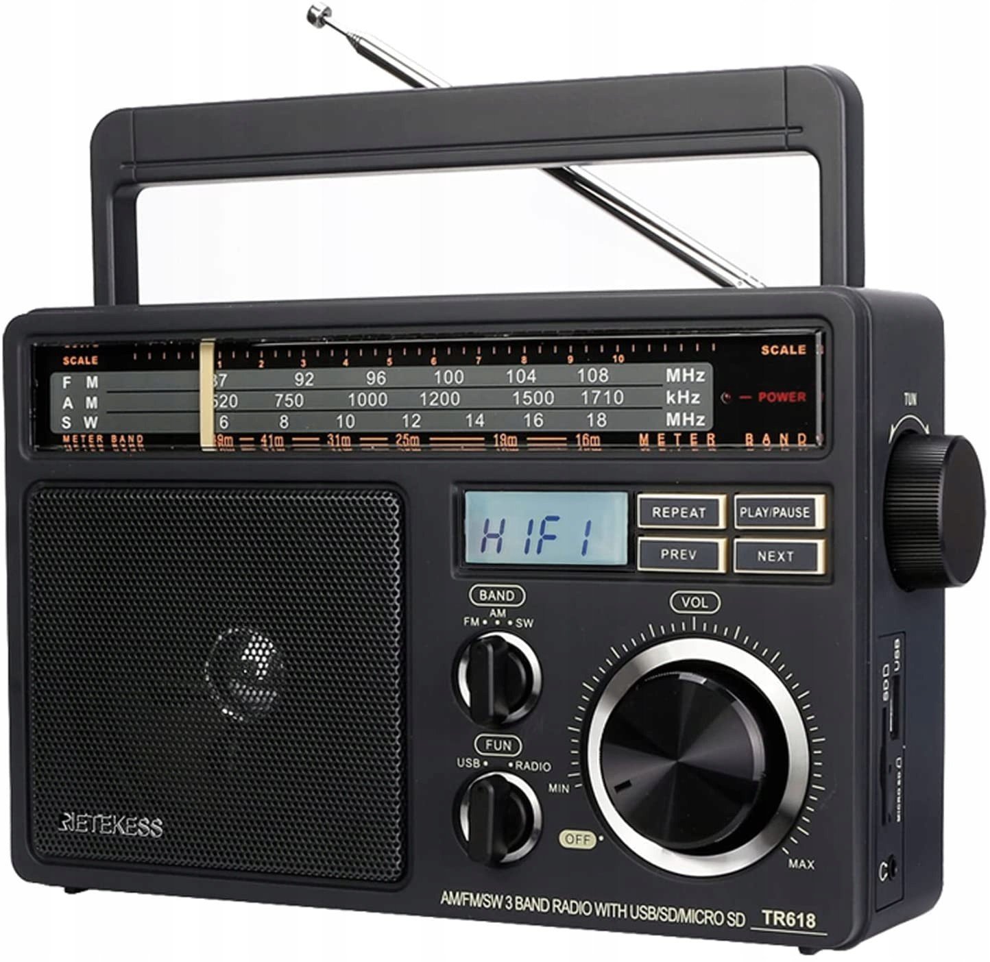 Retekess TR618 Přenosné rádio (Tmavě šedé)
