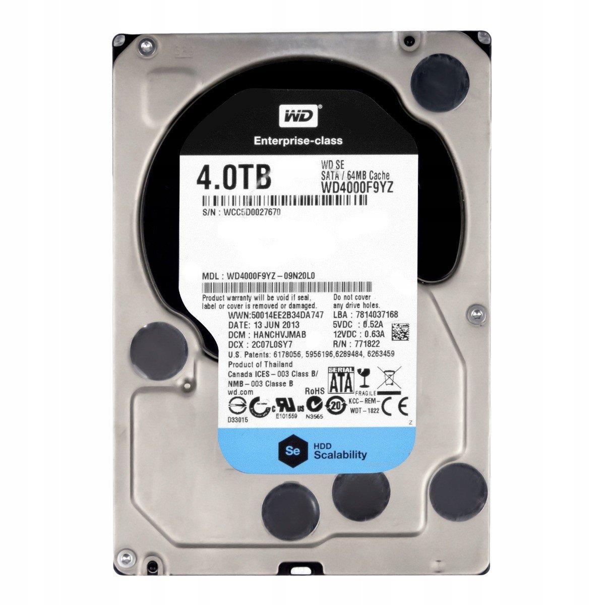 Wd Se 4TB 64MB 7,2K Sata III 3,5'' WD4000F9YZ