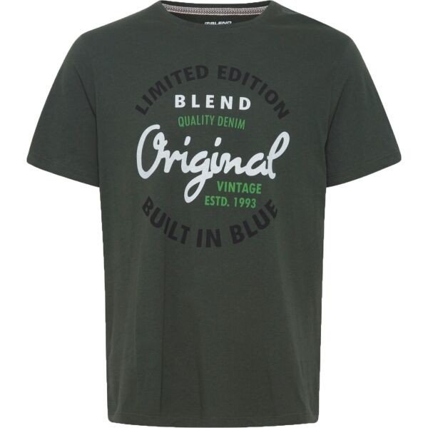 BLEND TEE REGULAR FIT Pánské tričko, tmavě zelená, velikost M