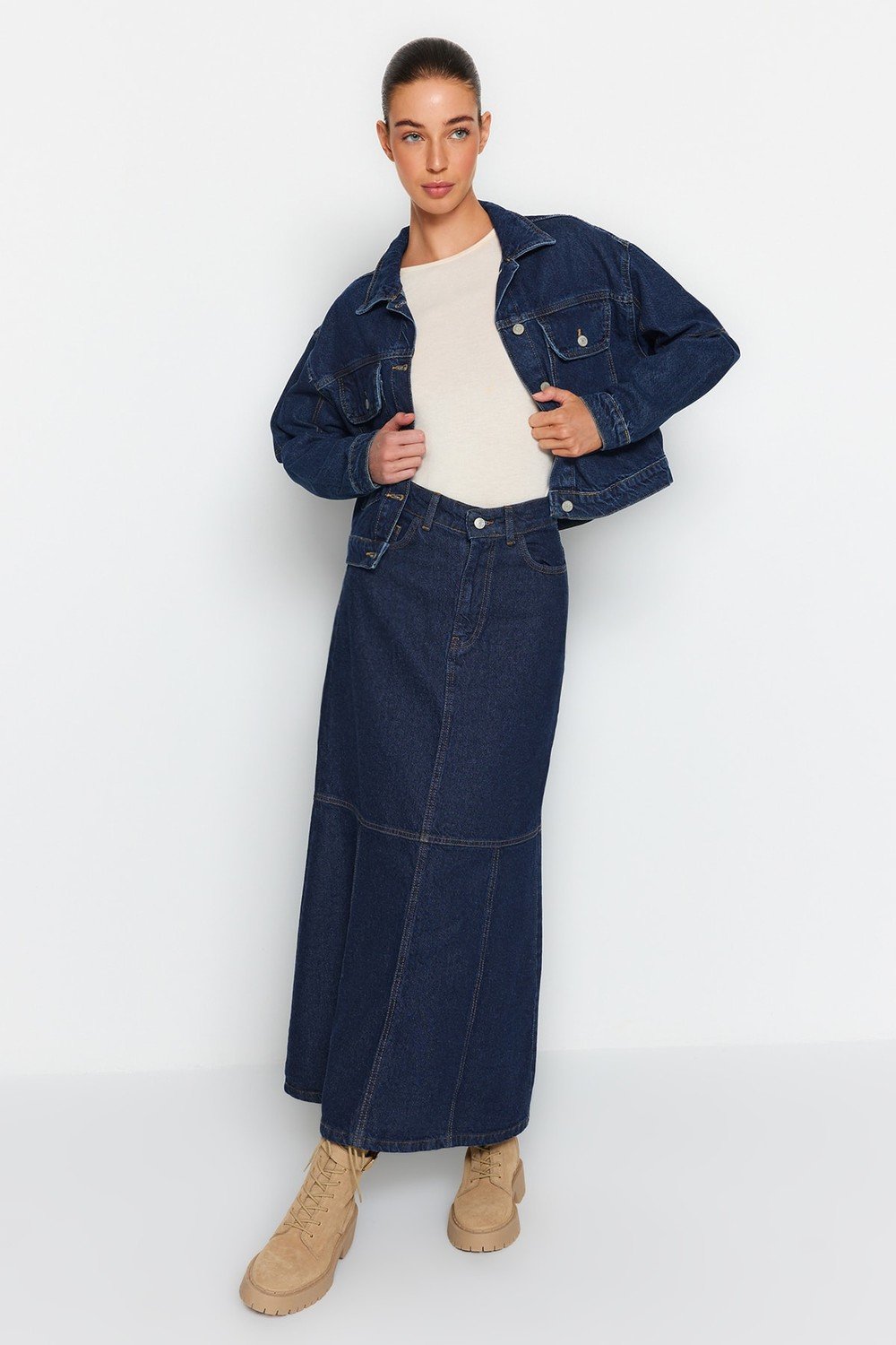 Trendyol Skirt - Dark blue - Maxi