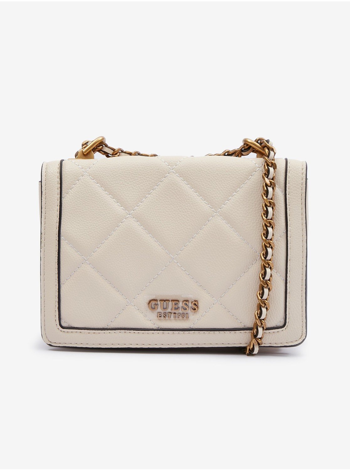 Béžová dámská crossbody kabelka Guess Abey Convertible Xbody Flap - Dámské