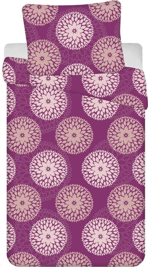 Fialové 4dílné bavlněné povlečení na jednolůžko 140x200 cm Aloma – Jerry Fabrics