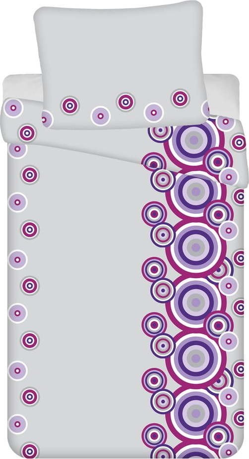Bílo-fialové krepové povlečení na jednolůžko 140x200 cm Fiora – Jerry Fabrics