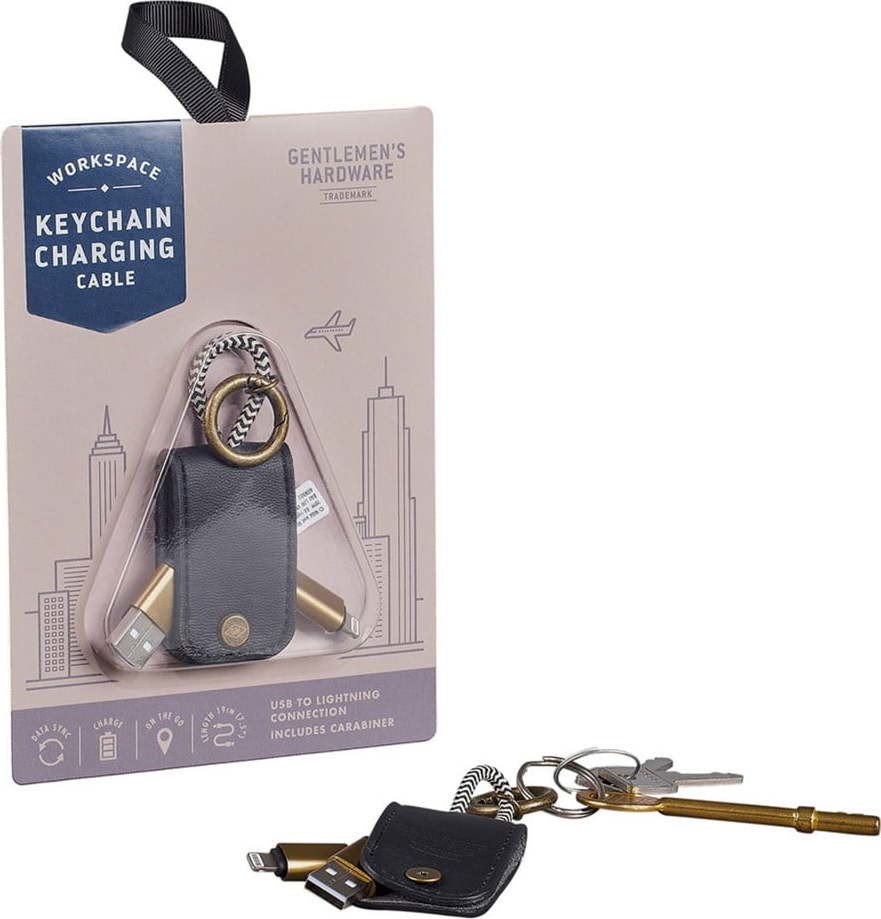 Černá klíčenka s nabíjecími kabely – Gentlemen's Hardware