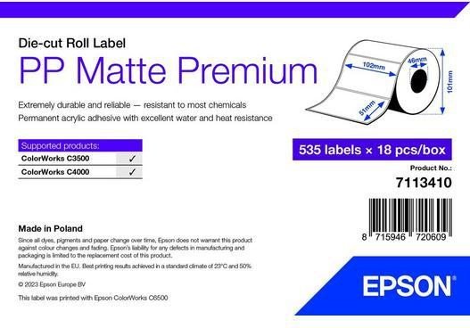 EPSON PP Matte Label Premium, 102mm x 51mm, 535 Labels (7113410)