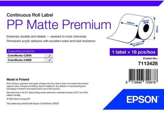 EPSON PP Matte Label Premium, Cont. Roll, 102mm x 29mm (7113428)
