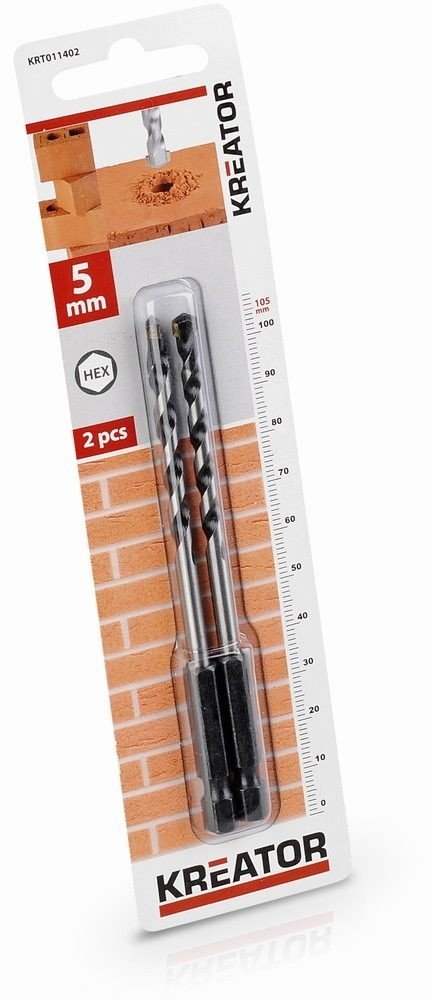 Kreator 2 ks HEX Vrtáků do kamene a zdiva 5.0 x 105 mm