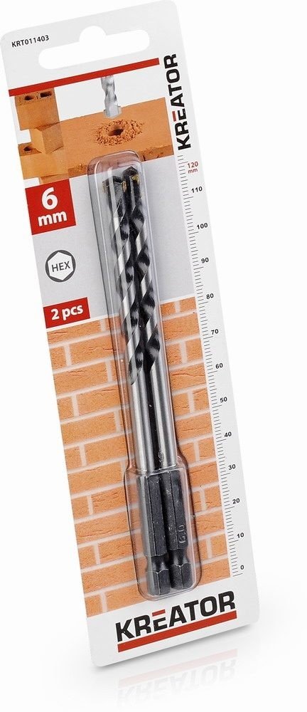 Kreator 2 ks HEX Vrtáků do kamene a zdiva 6.0 x 120 mm