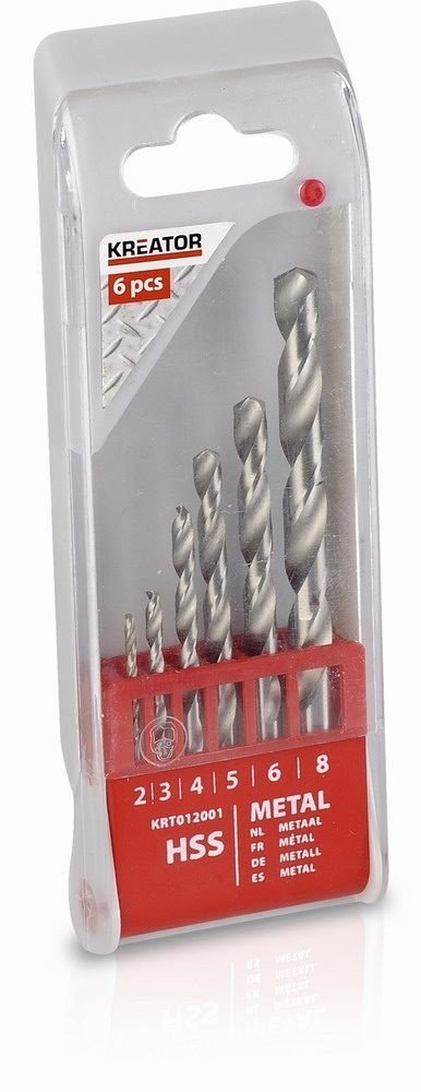 Kreator 6 ks HSS Vrtáků do kovu 2-3-4-5-6-8 mm
