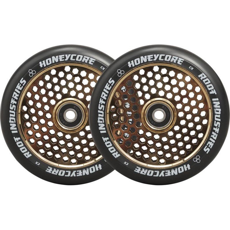 kolečko ROOT INDUSTRIES - Root Honeycore Black 120mm 2-pack Pro Scooter Wheels (GOLD RUSH)