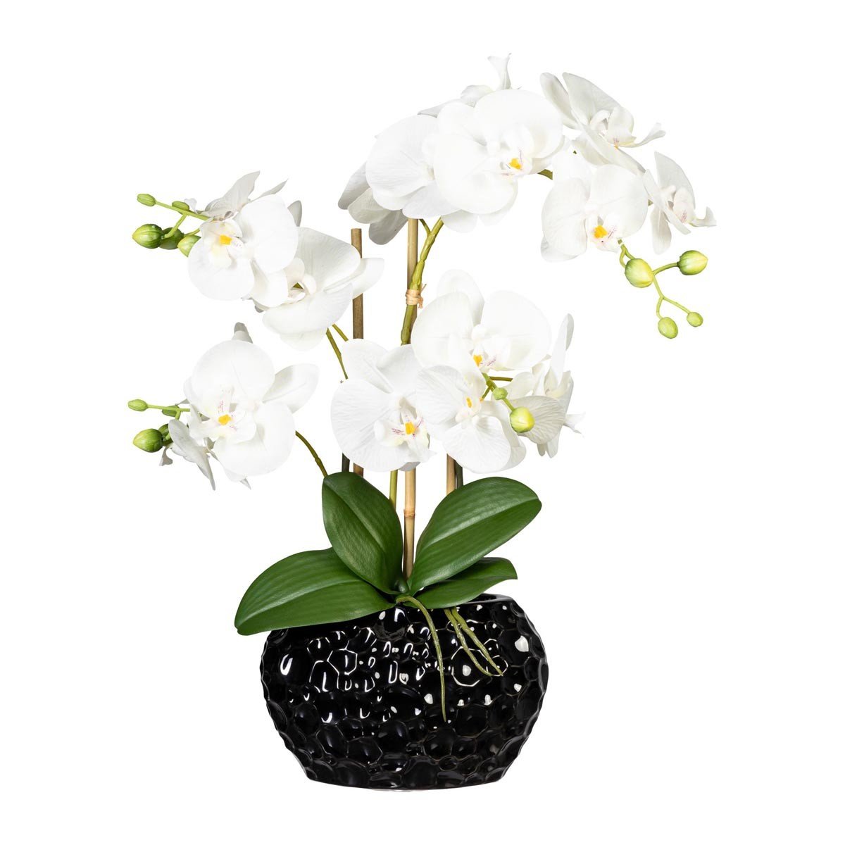 Gasper Umělá květina Orchidej 55 cm v keramické váze, bílá