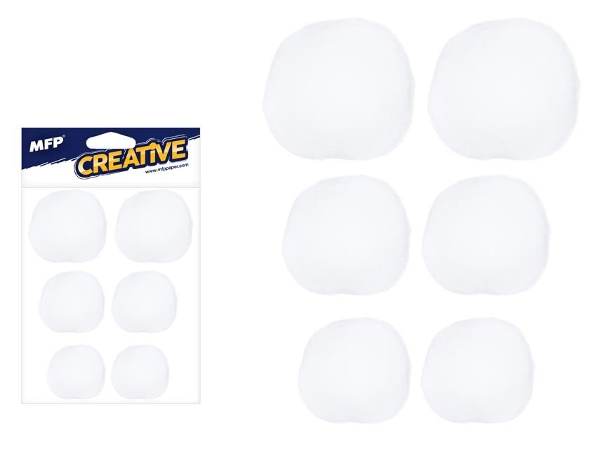 MFP 1042296 Kuličky Pompom 4,6,8cm/6ks bílé