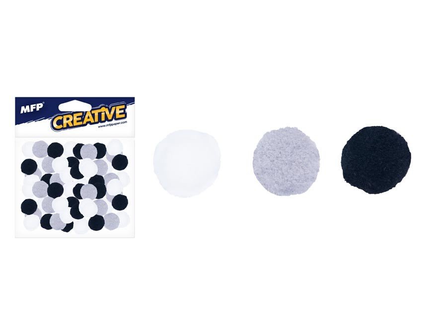 MFP 1042290 Kuličky Pompom 1,5cm/80ks BaW mix