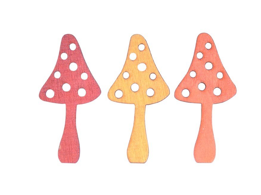 MFP 8886408 Dekorace houby 12ks dřevo 4cm