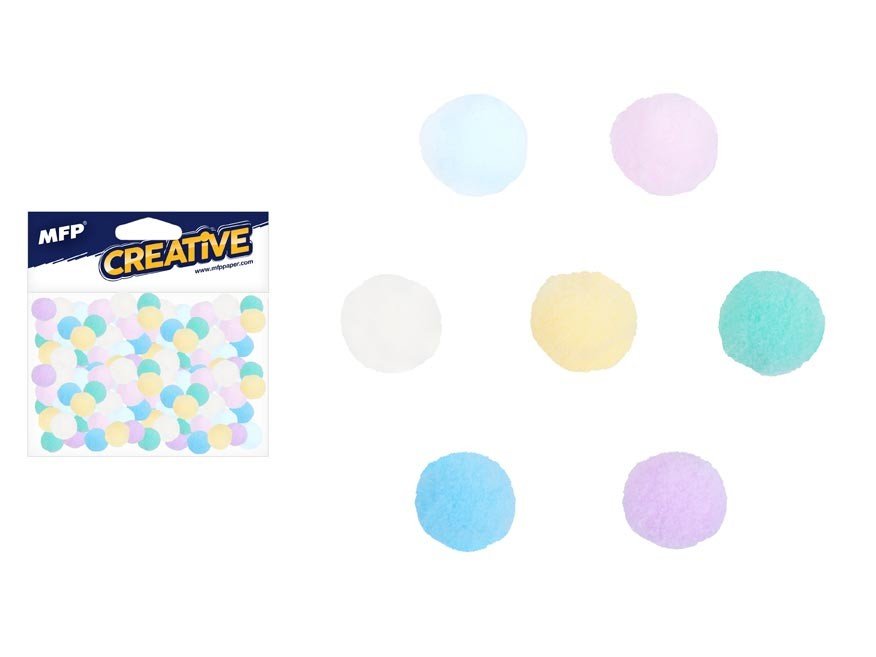 MFP 1042292 Kuličky Pompom 1,5cm/80ks pastel mix