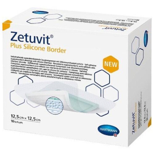 ZETUVIT PLUS SILICONE BORDER 12,5X12,5CM 10KS