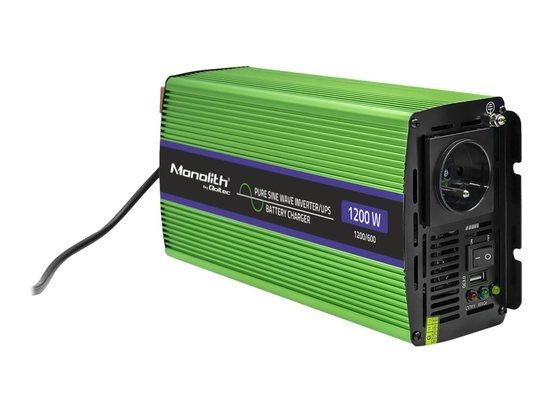 QOLTEC 51941 Pure Sine Wave Inverter Monolith / battery charger / UPS / 1200W / 600W / 12V to 230V, 51941