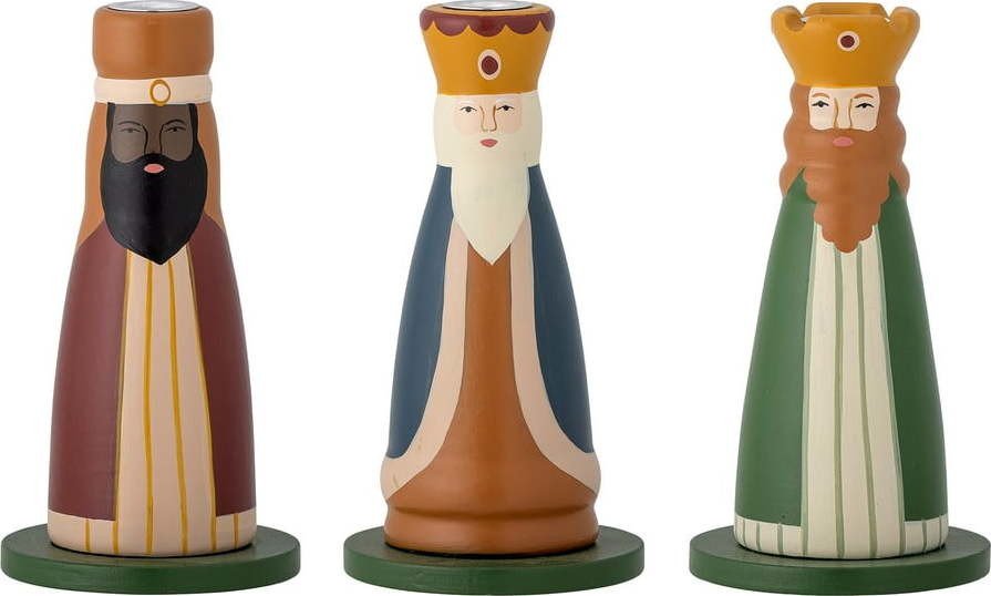 Dřevěné svícny s vánočním motivem v sadě 3 ks Betiel – Bloomingville