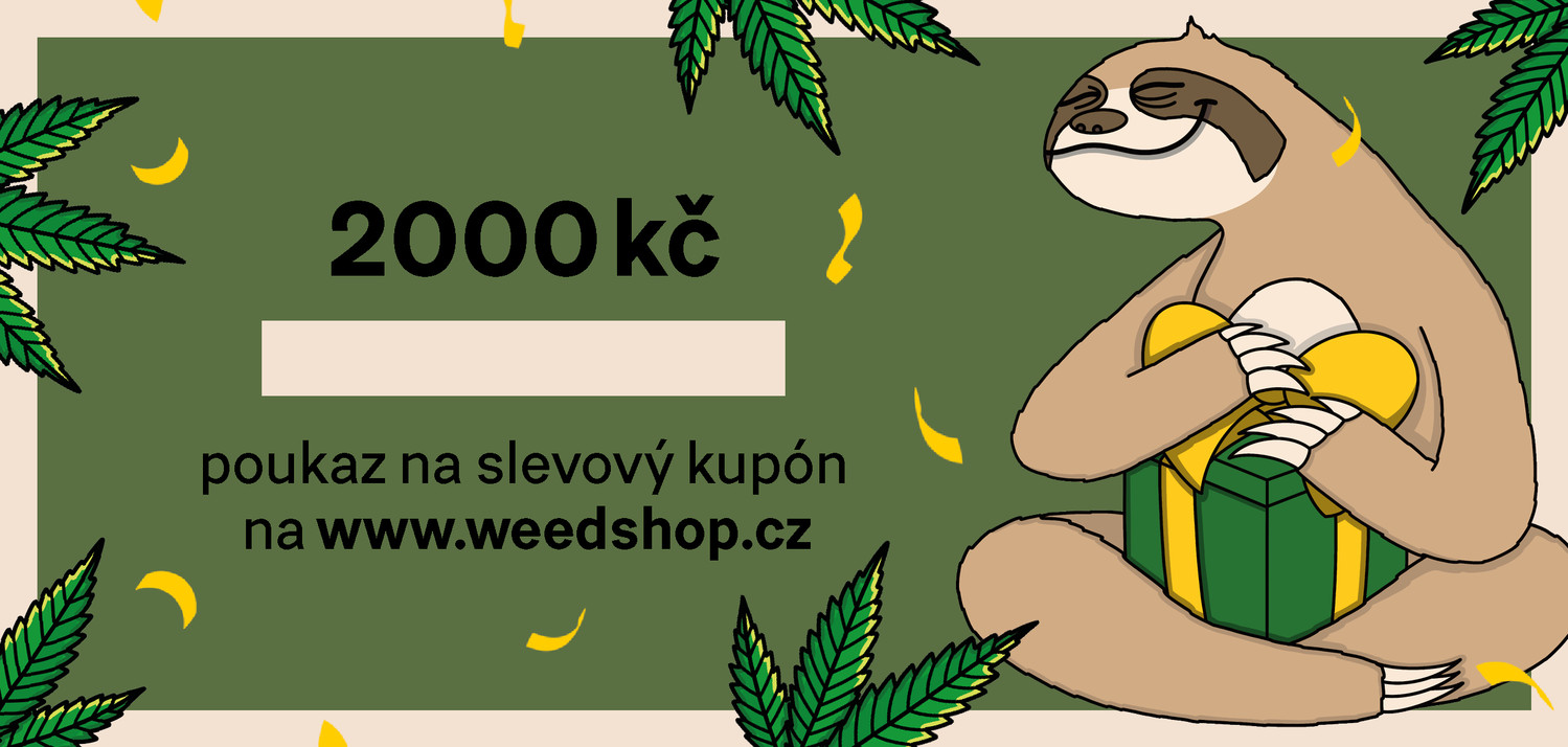 WeedShop Dárkový poukaz na slevový kupón v hodnotě 2000 Kč