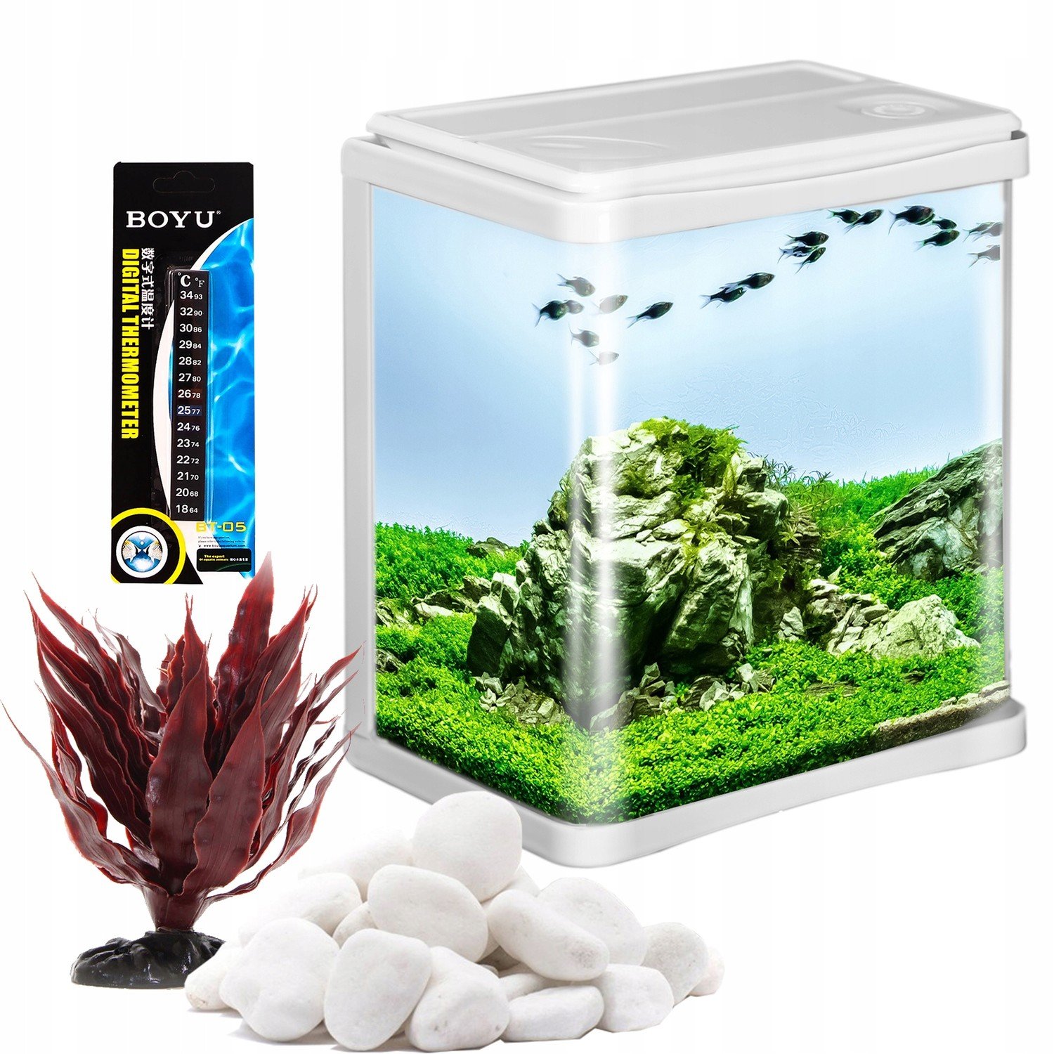 Bílé Akvárium Pro Ryby Sada S Příslušenstvím 3L