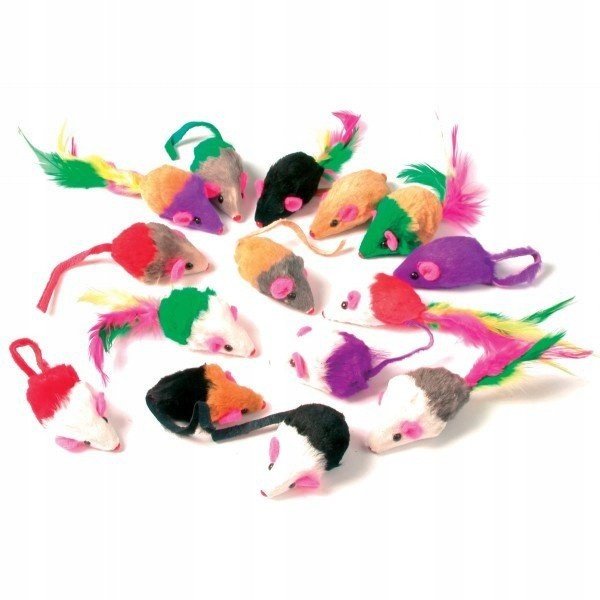 Hračka Myška pro kočky myška s peříčky S 1ks
