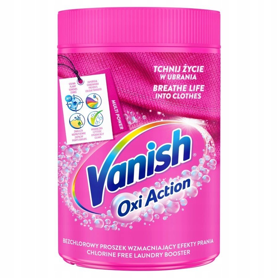 Vanish Oxi Action Pink odstraňovač skvrn na barvu 625g
