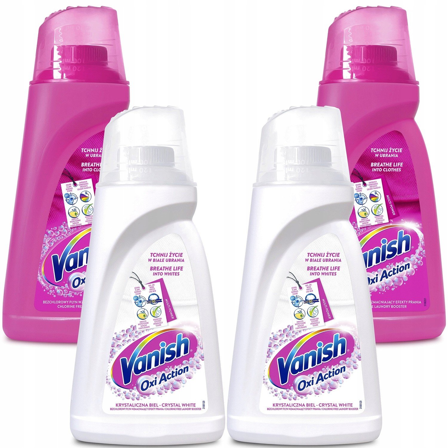 Vanish Oxi Action Odstraňovač skvrn Pink White 1l x4