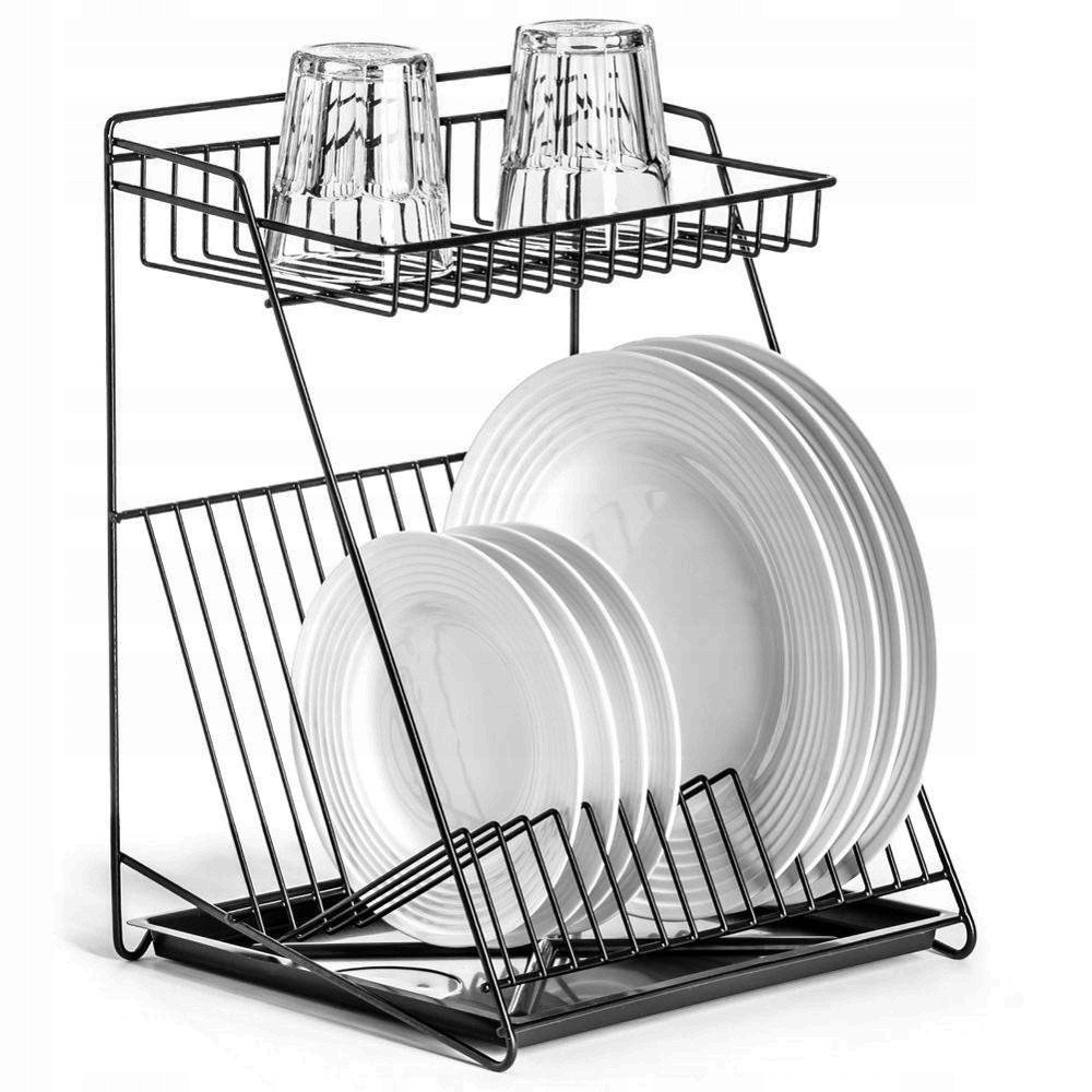Sušička Odkapávač Nádobí Dvouúrovňová Černá