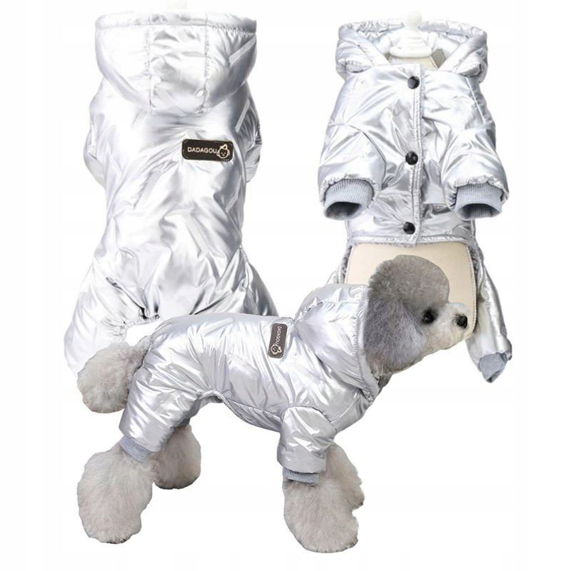 Obleček pro psa na zimu teplá bunda XL stříbrná2