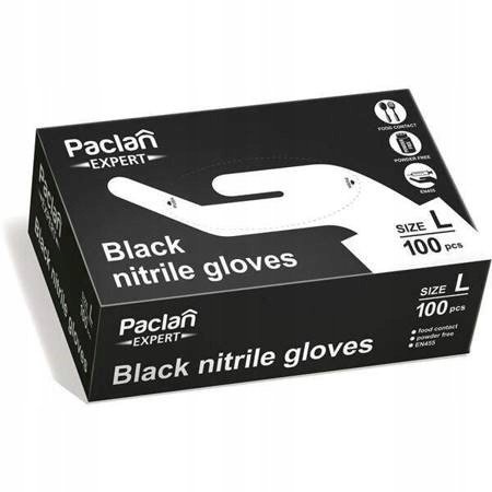 Nitrilové rukavice Černé Paclan Expert r.L 100