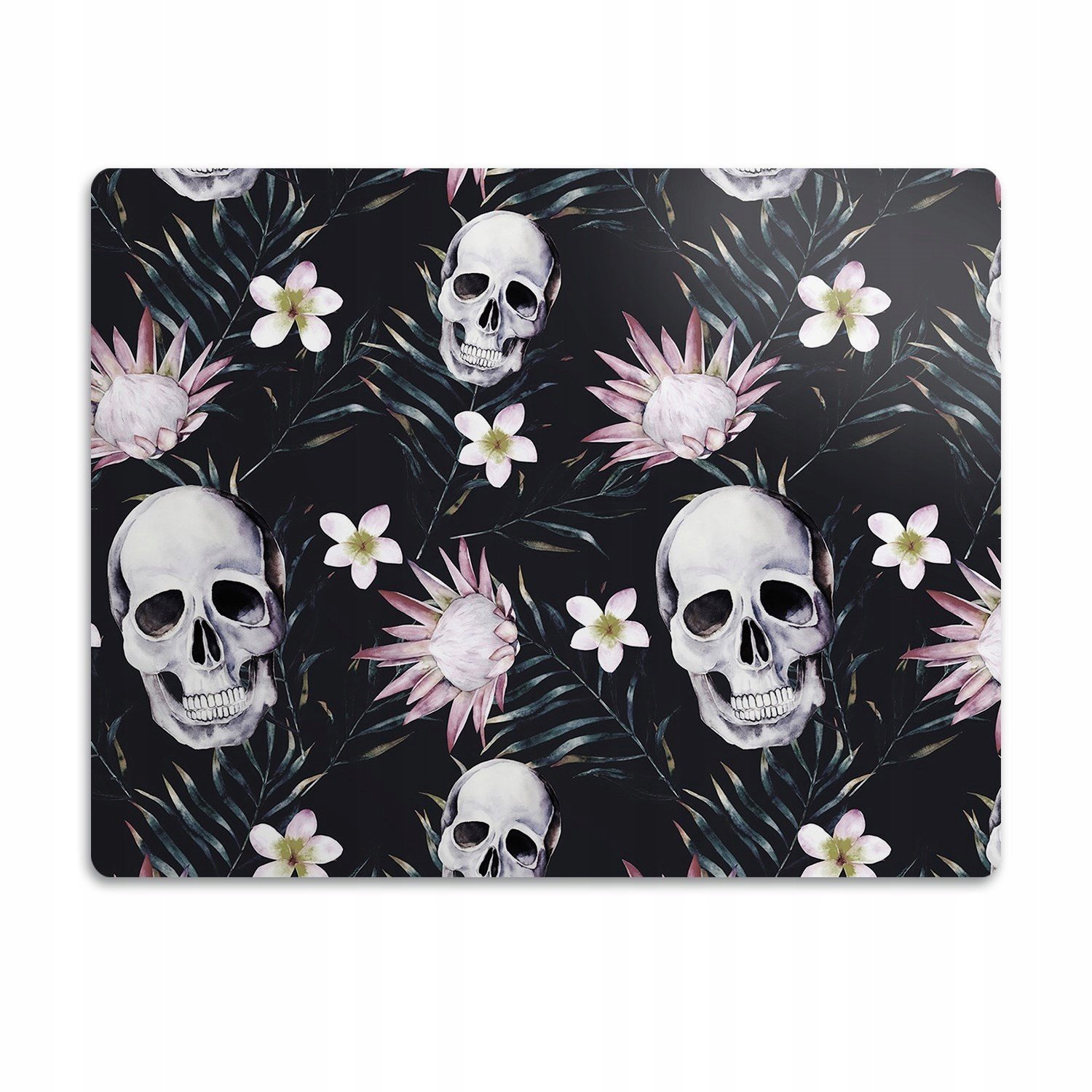 Vodotěsná podložka pod misku Lebky a listy 90x60