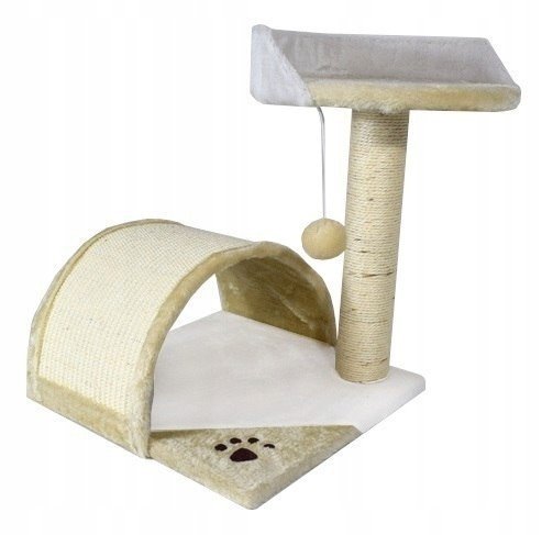 Škrabadlo pro kočky Pelíšek+Budík bílo-béžový 43cm