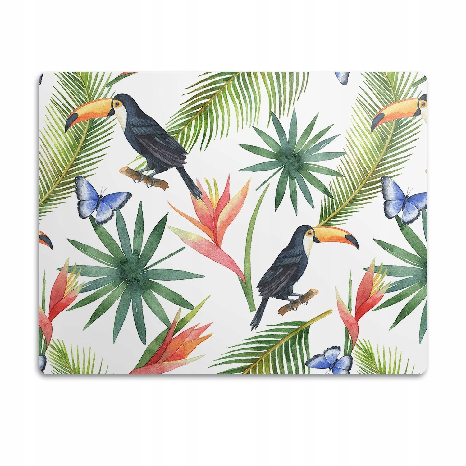 Voděodolná podložka pod misku Tukany a motýli 90x60cm