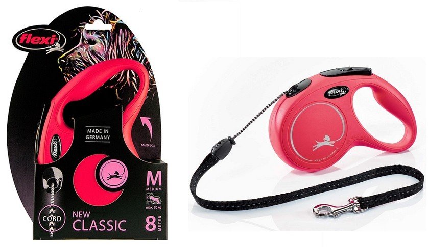 Vodítko M Červené Flexi Pro Psa Lanko 8M Do 20KG