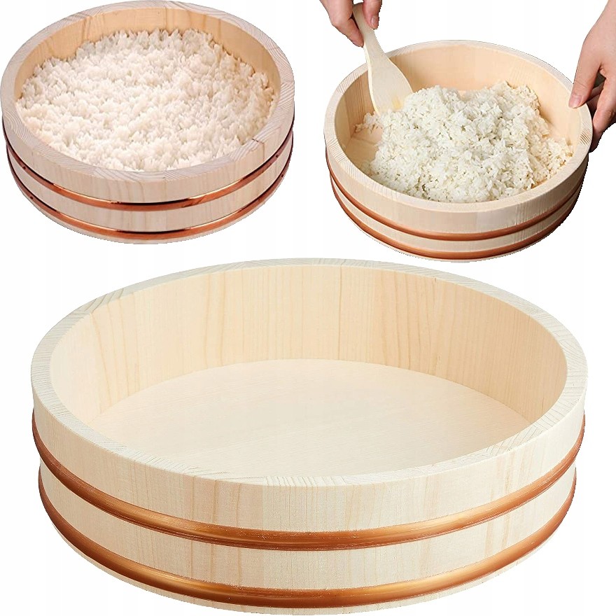 Dřevěná miska na studování rýže Hangiri 27cm