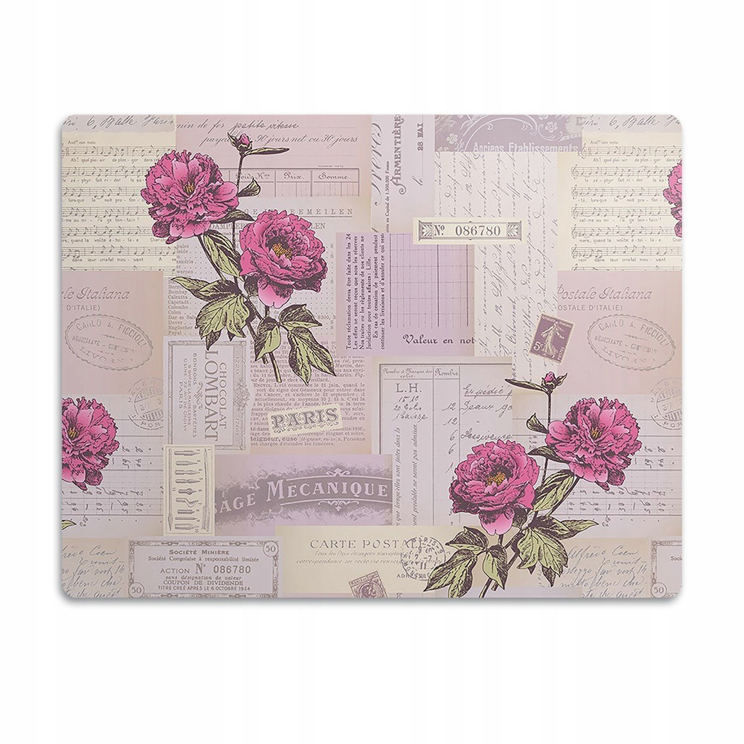 Podložka pod misku pro kočku psa Papír a pivoňky 90x60