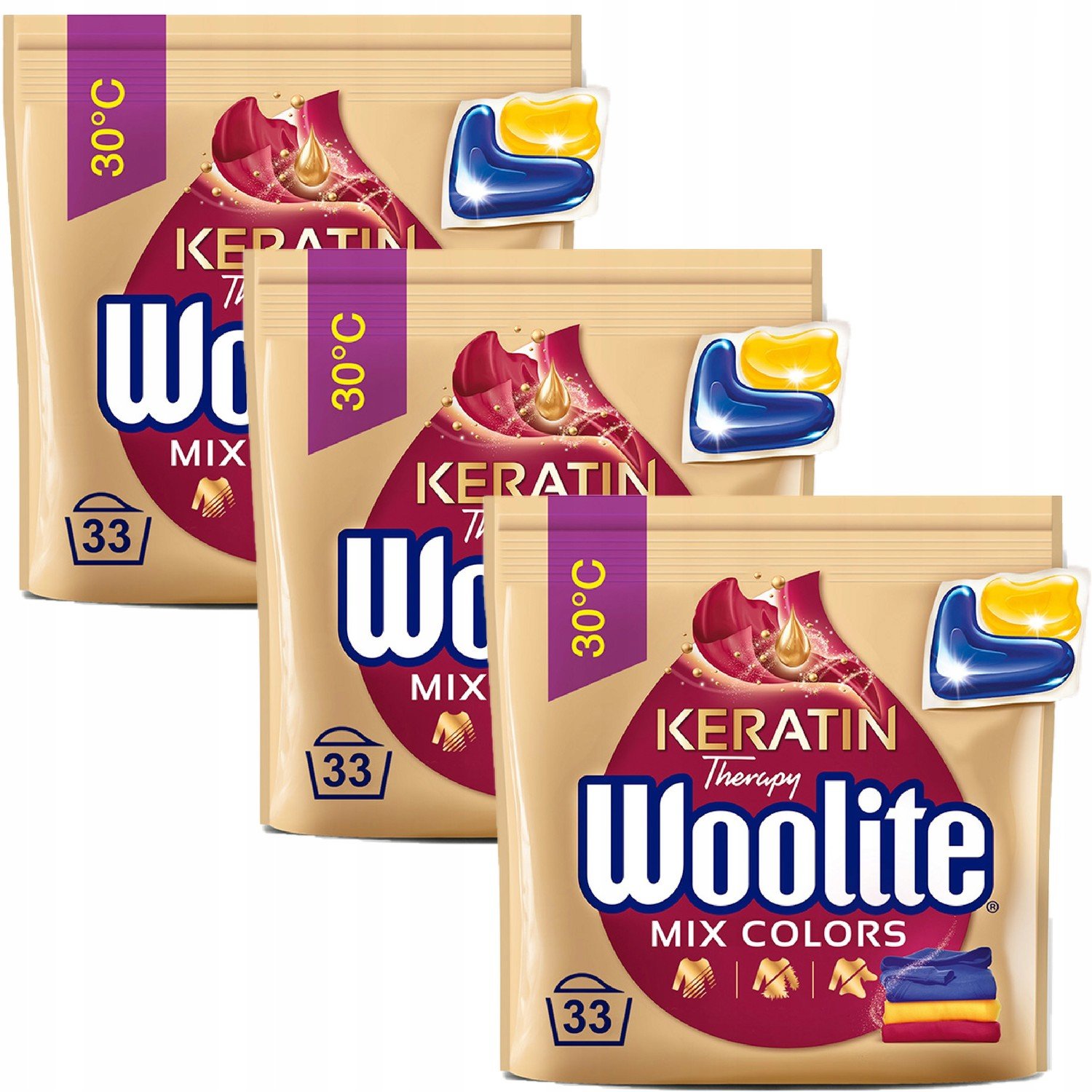 Woolite Mix Colors Kapsle Praní barev 3x33ks